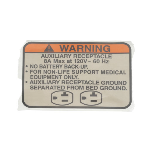 140276 Hillrom Label, Warning, Aux Receptacle