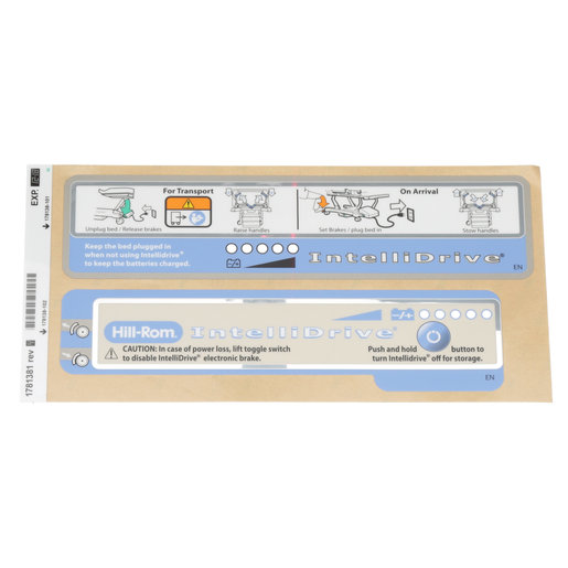 1781381 Hillrom Label, Kit, Intellidrive, English
