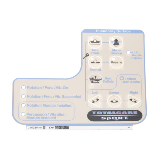 146220 Hillrom Label, Pulmonary Head Pan English