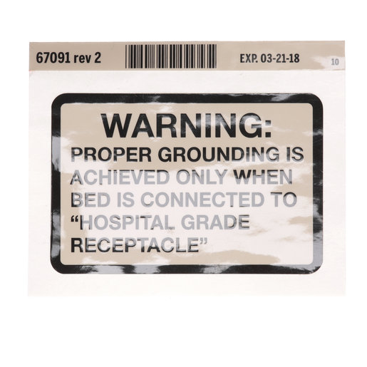 67091 Hillrom Label, Grounding Reliability