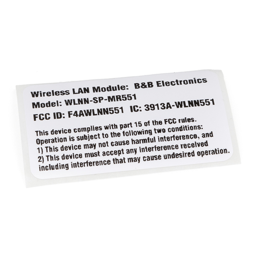 9050-059-12 Welch Allyn Label, SPI, WLAN, B&B Electronics