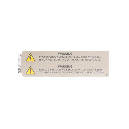 49486101 Hillrom Label, TotalCare, Ground Caution, English