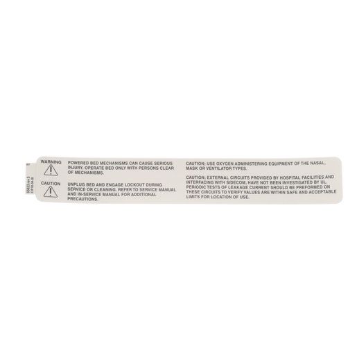 65833 Hillrom Label, Siderail Warning
