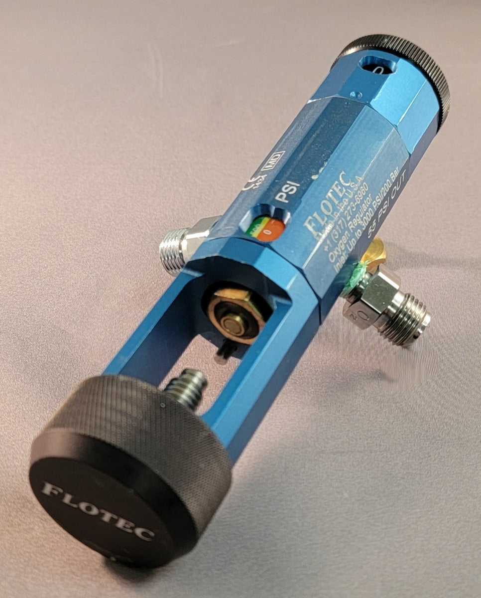 010-6000-Z01 Flotec InGage Regulator, High Pressure, 0-25 LPM, 2 DISS CV, Light Blue
