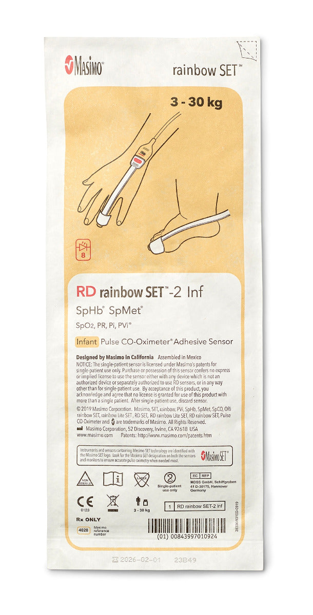 8000-000816 Masimo RD Rainbow SET-2 Adhesive Sensor, Infant, Box of 10