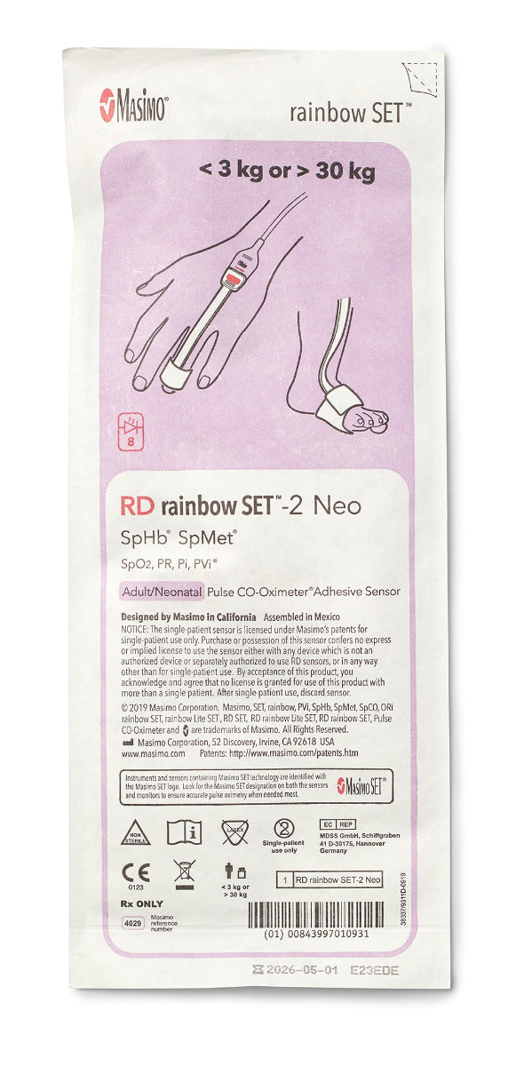 8000-000817 ZOLL RD rainbow SET-2 Neo (SpHb), Adult/Neonatal Disposable, 10/Box