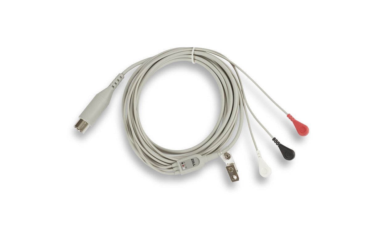 8000-0025 ZOLL Replacement 3-Lead ECG Patient Cable (12 ft)