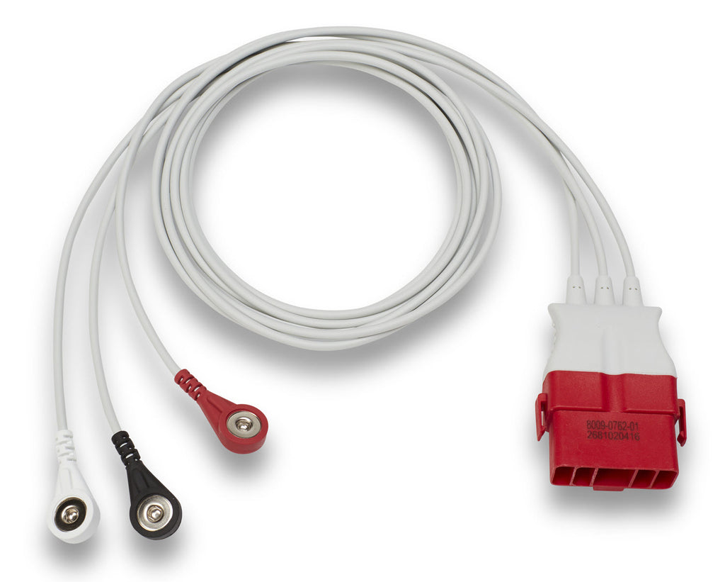 8009-0762-01 ZOLL OneStep ECG Leads - AHA (3-Lead ECG Only)
