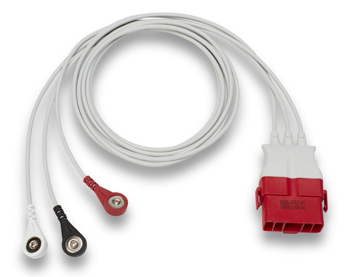 8009-0762-01 ZOLL OneStep ECG Leads - AHA (3-Lead ECG Only)