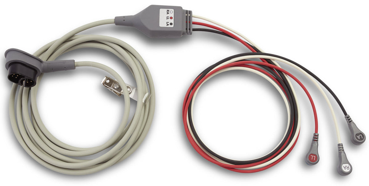8300-0800-01 ZOLL Cable, 3 Lead ECG, AAMI
