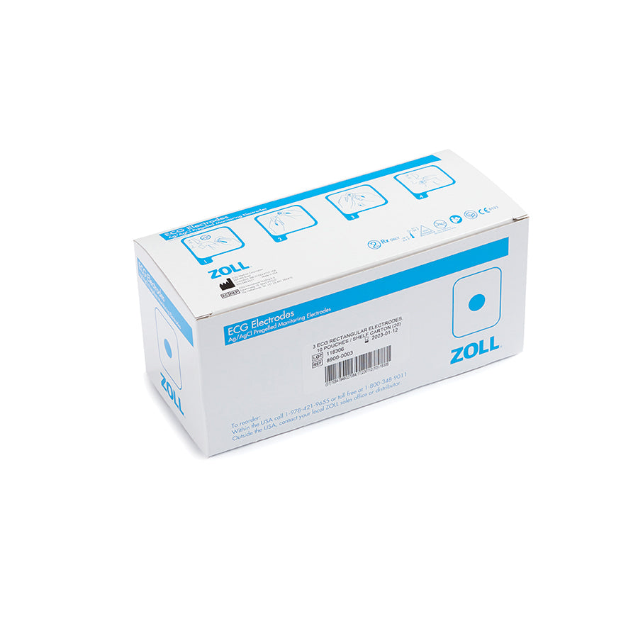 8900-0003 ZOLL ECG Rectangular Electrodes, 3 Per Pouch/600 Case