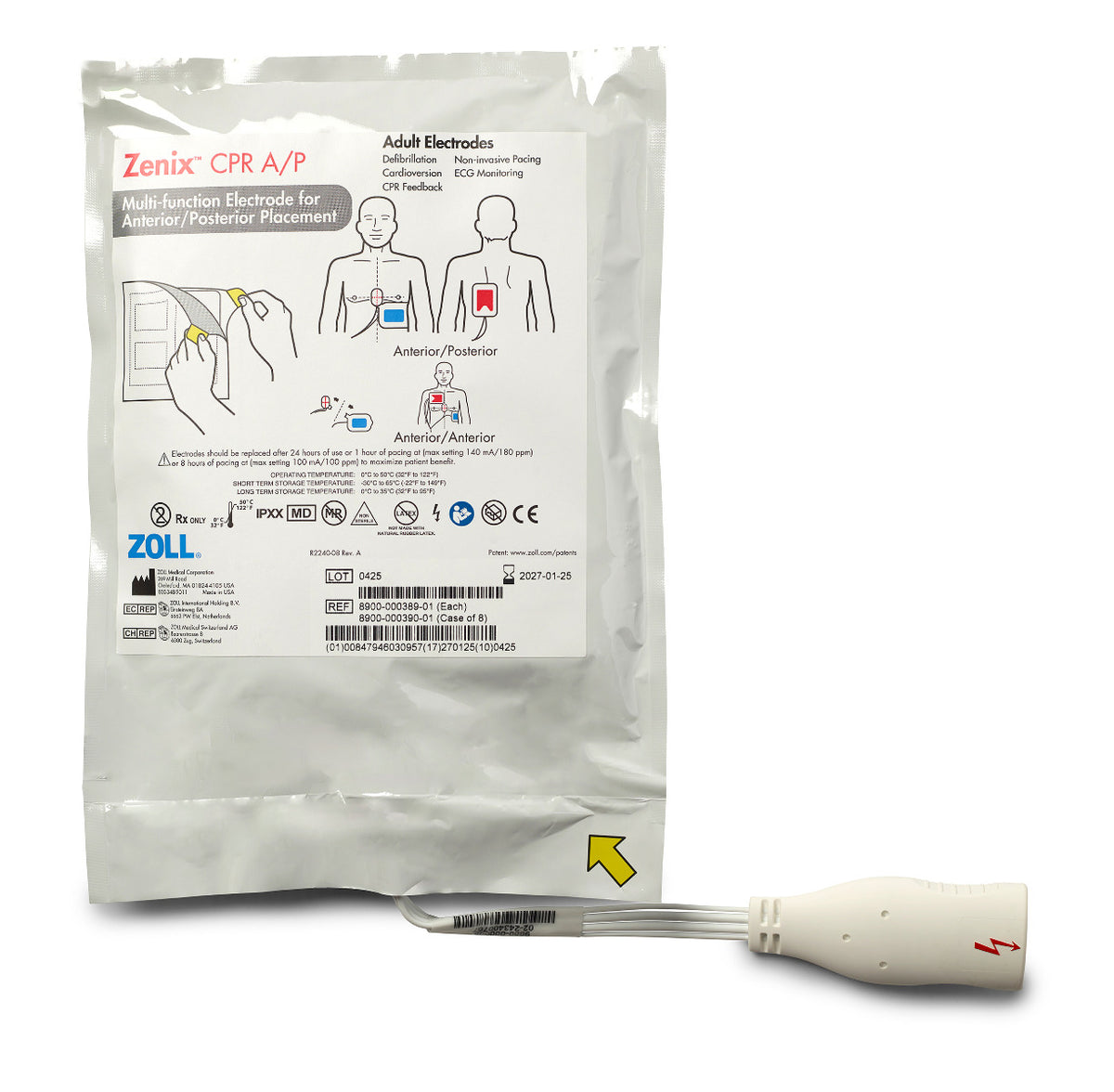 8900-000390-01 ZOLL Zenix CPR AP Electrode, Box of 8