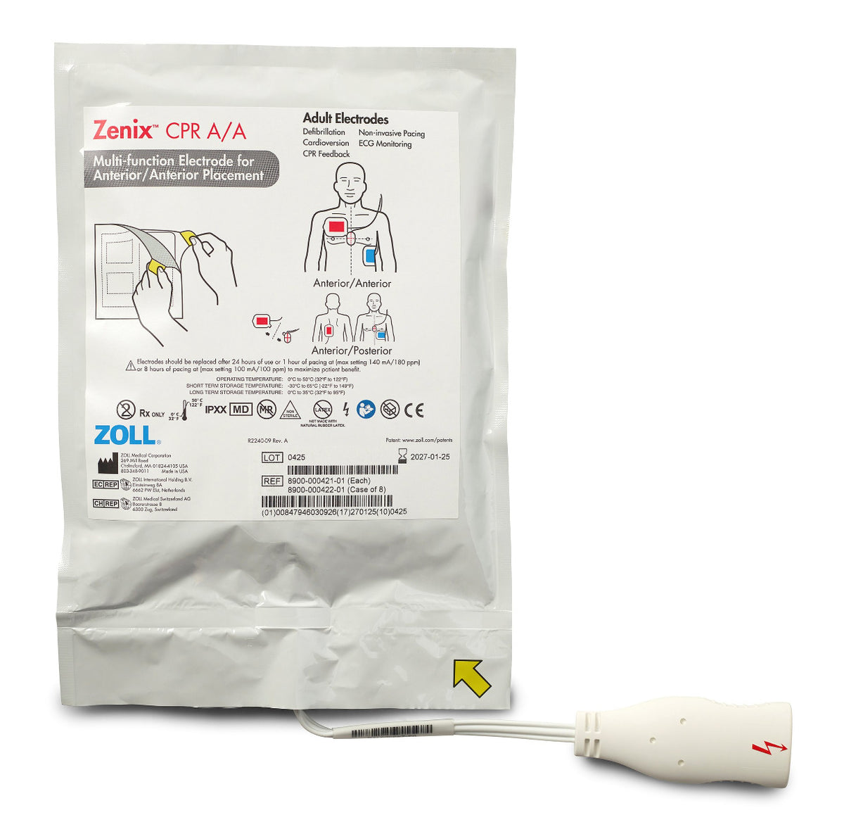 8900-000422-01 ZOLL Zenix CPR AA Electrode, Box of 8