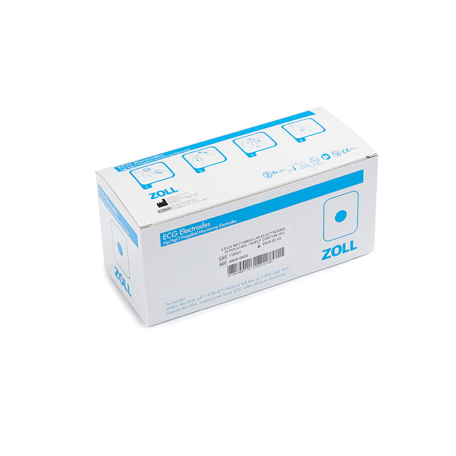 8900-0005 ZOLL ECG Rectangular Electrodes, 5 Per Pouch/500 Per Case