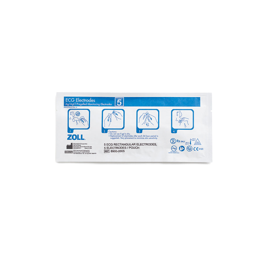 8900-0005 ZOLL ECG Rectangular Electrodes, 5 Per Pouch/500 Per Case