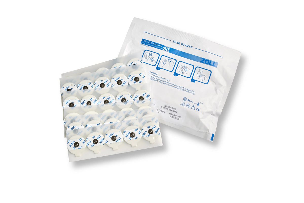 8900-0701 ZOLL ECG Small 1.5" Round Electrodes, 6 Strips of 5 Per Pouch/600 Per Case
