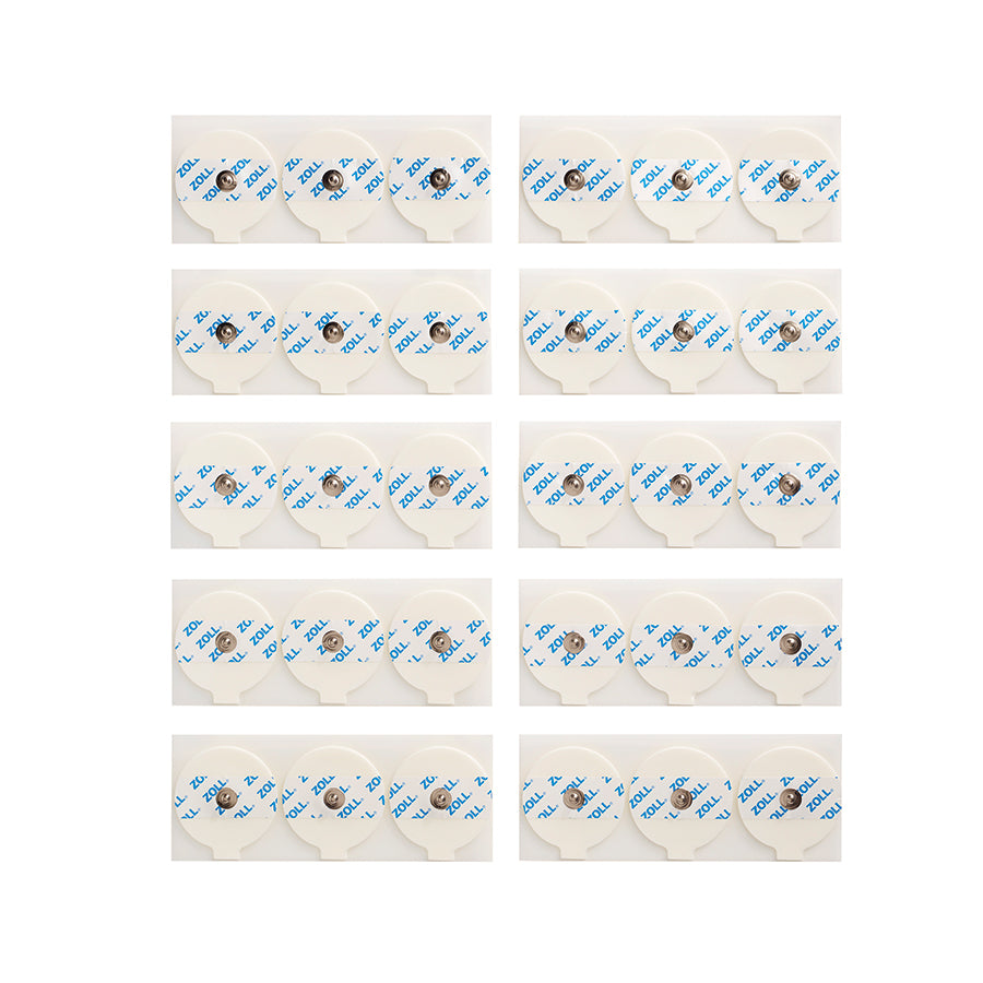 8900-0703 ZOLL ECG Lg 2" Round Electrodes, 10 Strips of 3 Per Pouch/600 Per Case