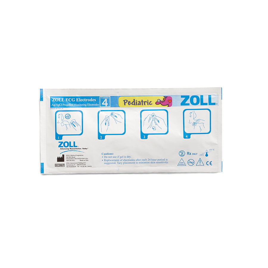 8900-0709 ZOLL Pediatric ECG 1.5" Small Round Electrodes, 4 Per Pouch/480 Per Case