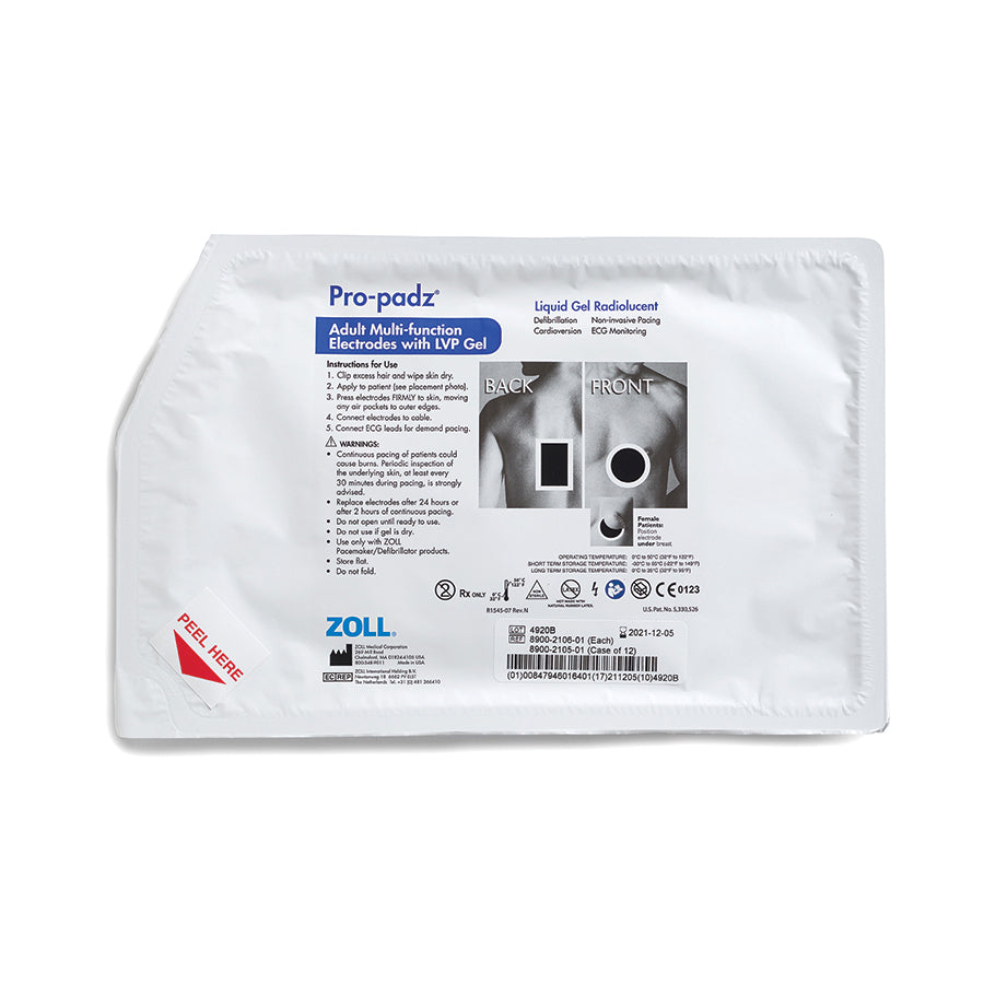 8900-2105-01 ZOLL Pro-Padz Radiolucent Liquid Gel Electrode, 12/Case